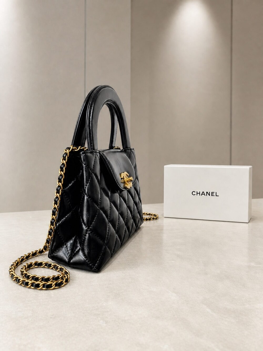 Chanel Mini Classic Black Quilted Lambskin Top Handle Handbag - Picture 3 of 9